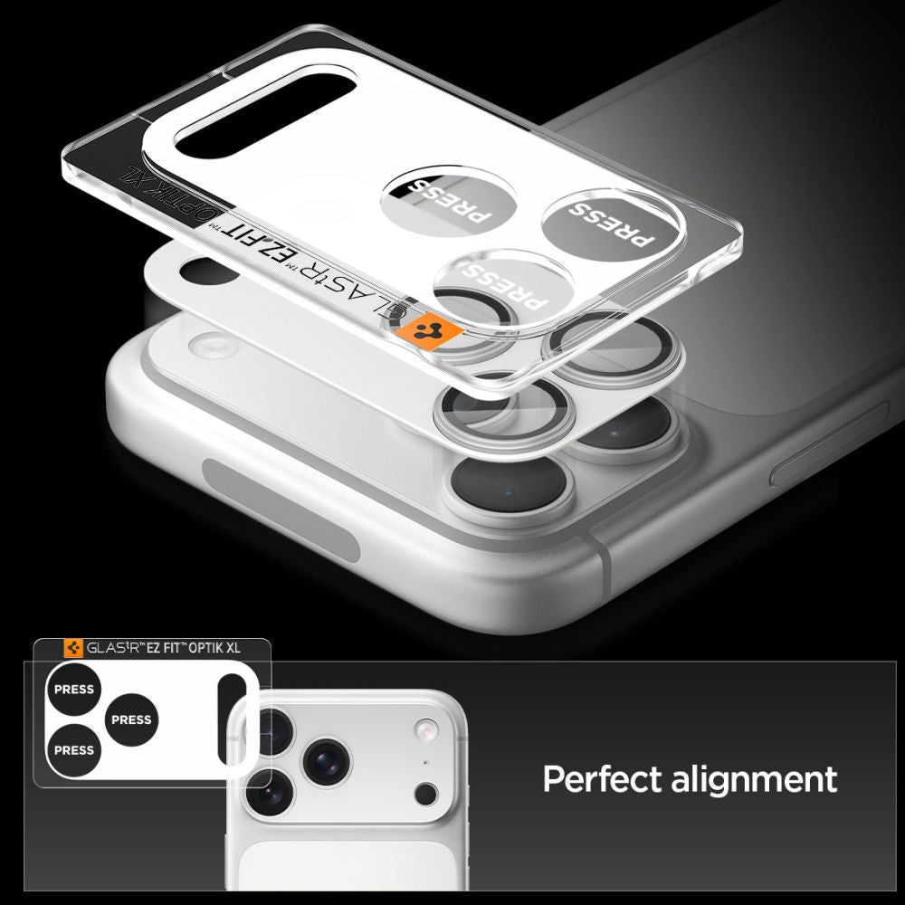Bakre kamerabeskyttelsesfolie Spigen GlastR EZ FIT Optik Pro XL for Apple iPhone 17 Pro Max, Herdet glass, Sølv AGL10652