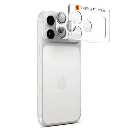 Bakre kamera beskyttelsesfilm Spigen GlastR EZ FIT Optik Pro XL for Apple iPhone 17 Pro, Herdet glass, Sølv
