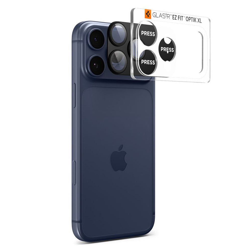 Bakre kamera beskyttelsesfilm Spigen GlastR EZ FIT Optik Pro XL for Apple iPhone 17 Pro, Herdet glass, Svart AGL10644