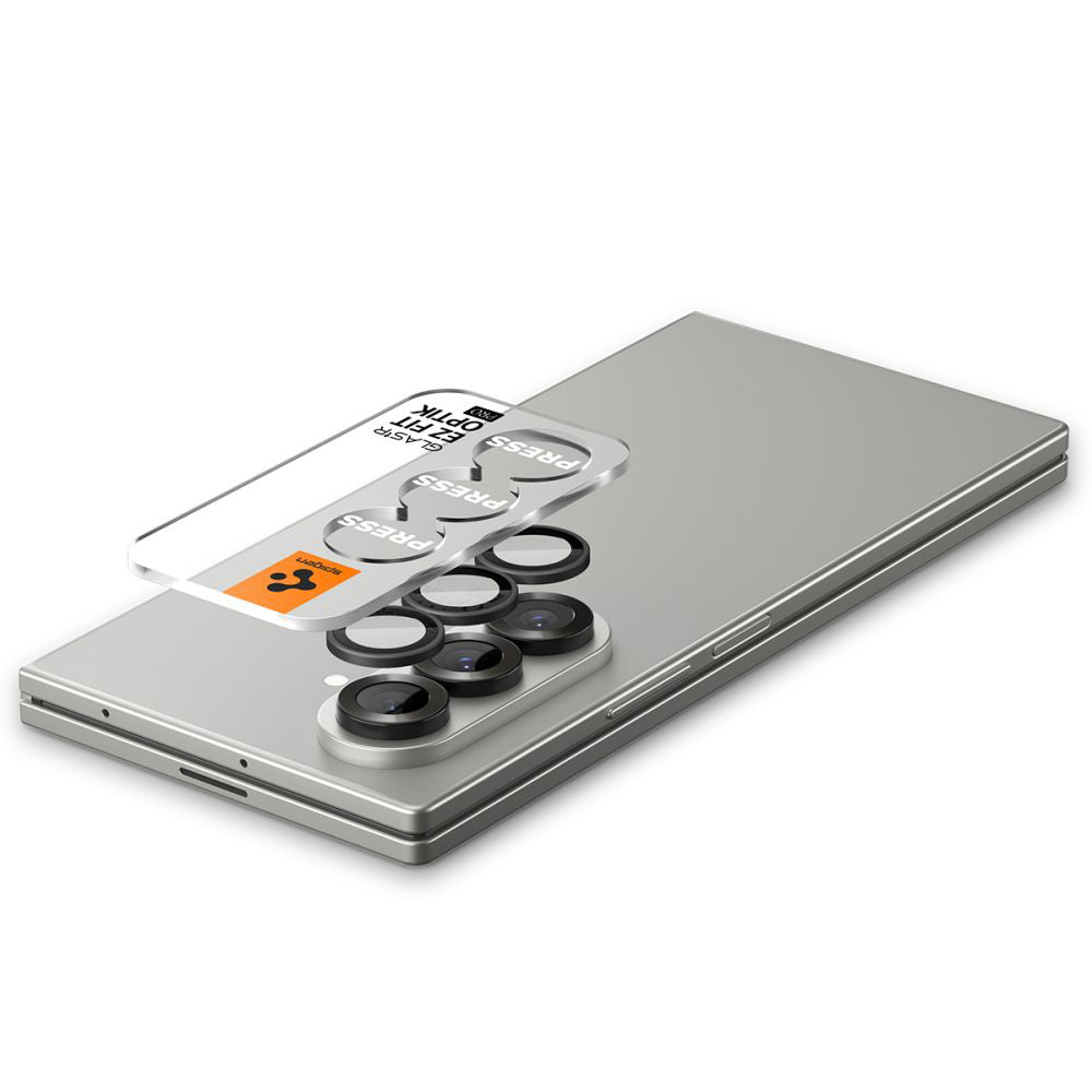 Bakre kamera beskyttelsesfilm Spigen GlastR EZ FIT Optik Pro HD for Samsung Galaxy Z Fold7 F966, Herdet glass, Sett med 2 stykker, Svart AGL09581