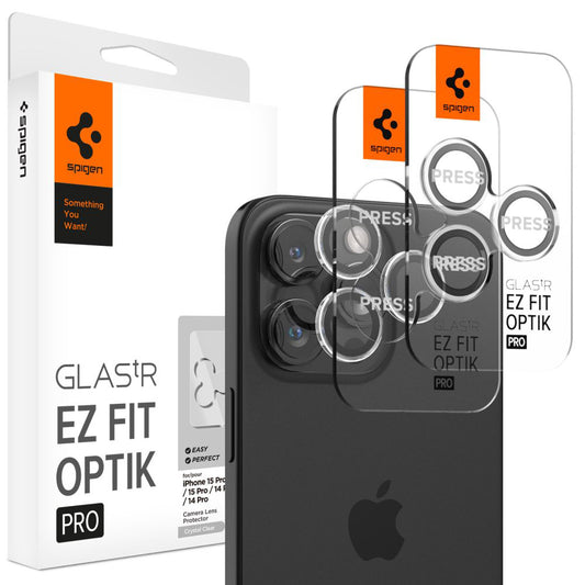 Beskyttelsesfolie for bakre kamera Spigen GlastR EZ FIT Optik Pro for Apple iPhone 17 Pro Max / 17 Pro, Herdet glass, Sett med 2 stykker, Gjennomsiktig