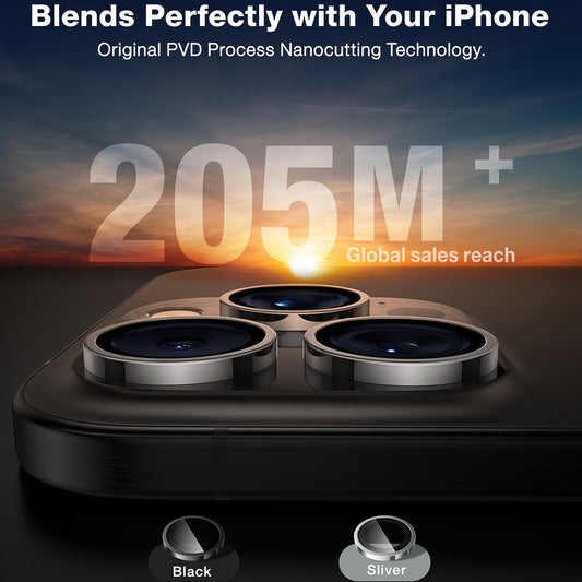 Torras Lensguard bakkamera beskyttelsesfilm for Apple iPhone 16 Pro Max / 16 Pro, herdet glass, svart