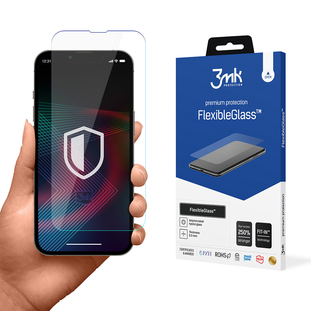 3MK FlexibleGlass skjermbeskyttelse for Apple iPhone 14 Pro / 14, fleksibelt glass, full lim