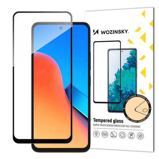 WZK Skjermbeskytter for Xiaomi Redmi 12, Glassbeskyttelse, Full Lim, Svart