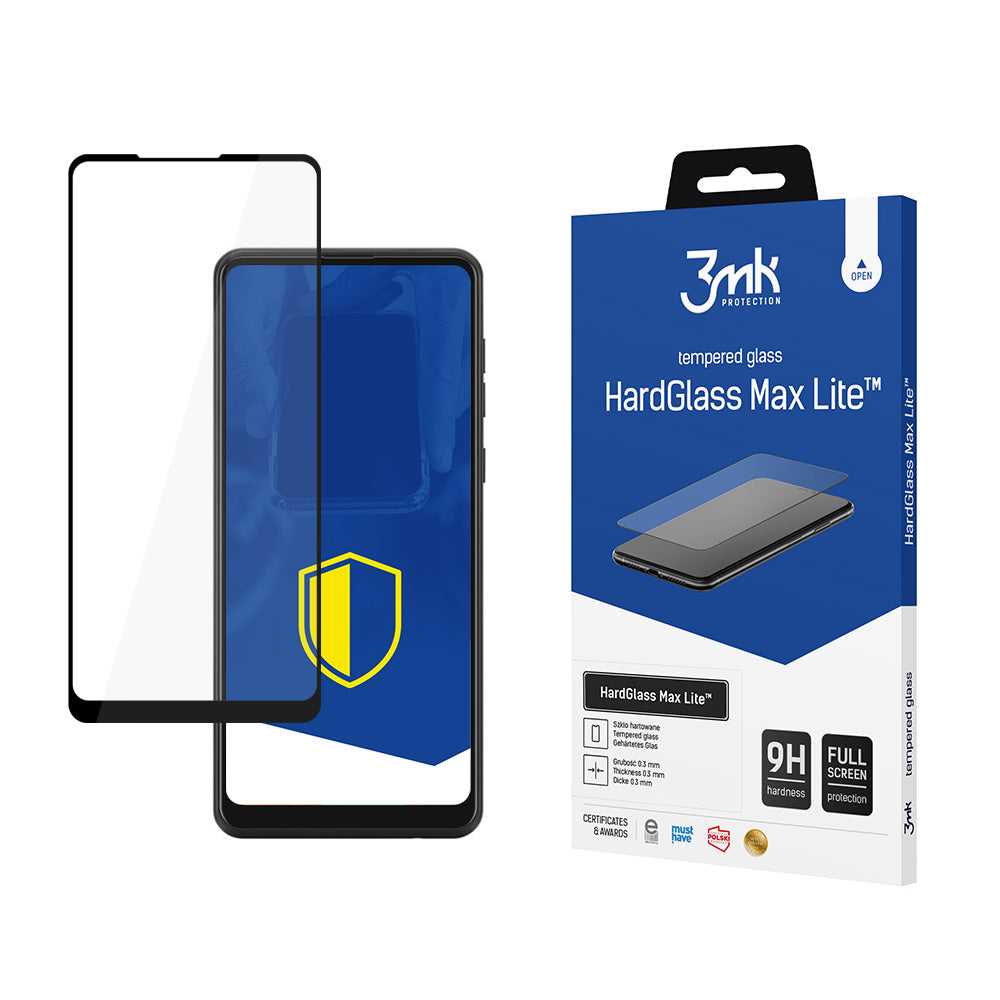 Skjermbeskyttelse 3MK HardGlass Max Lite for Samsung Galaxy A21s A217, Herdet Glass, Full Lim, Svart