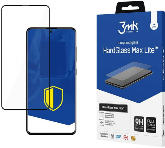 Skjermbeskytter 3MK HardGlass Max Lite for Samsung Galaxy A51 A515 / A52s 5G A528 / A52 5G A526, glassbeskyttet, full lim, svart