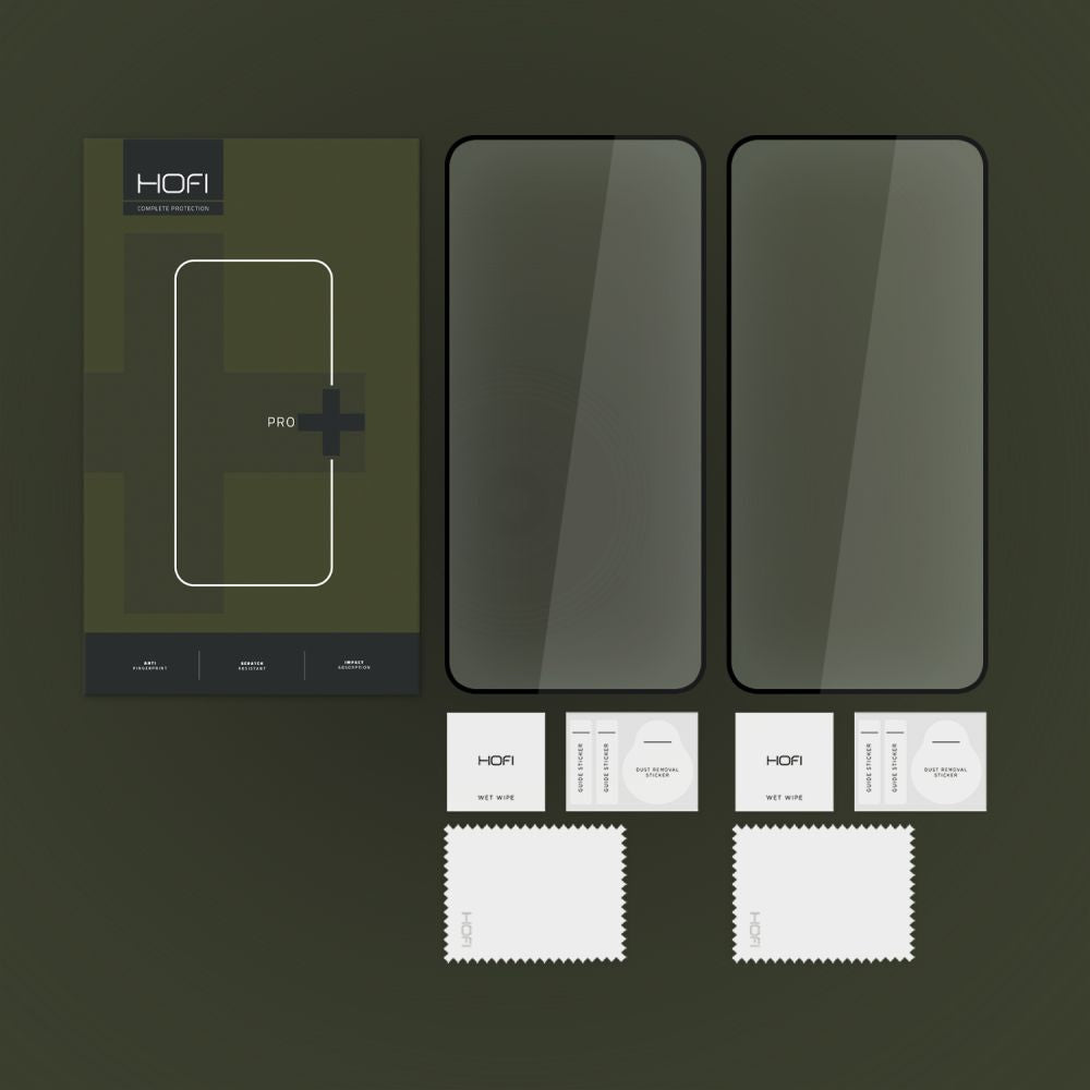 Skjermbeskytter HOFI Glass PRO+ for Samsung Galaxy S24 S921, Herdet glass, Full lim, Sett med 2 stykker, 2.5D, Svart
