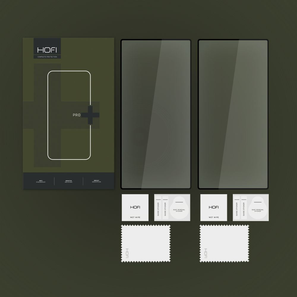 Skjermbeskytter HOFI Glass PRO+ for Samsung Galaxy S24 Ultra S928, Herdet glass, Full lim, Sett med 2 stykker, 2.5D, Svart