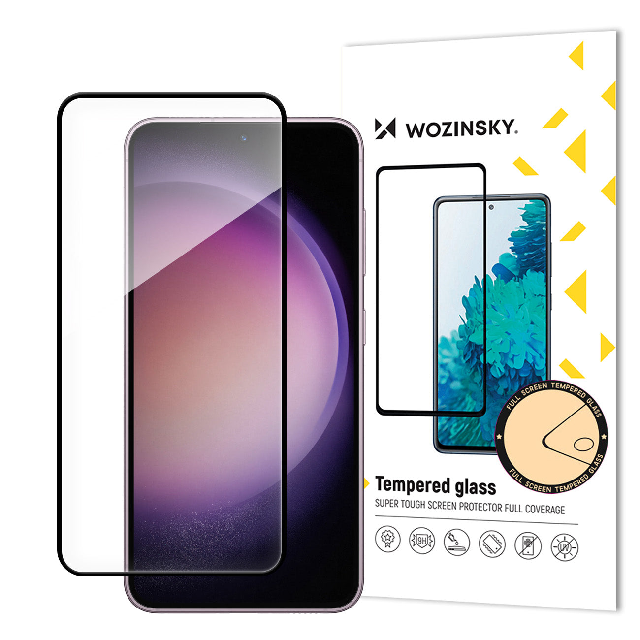 WZK Skjermbeskytter for Samsung Galaxy S24 S921, glassbeskyttet, fulllimt, svart