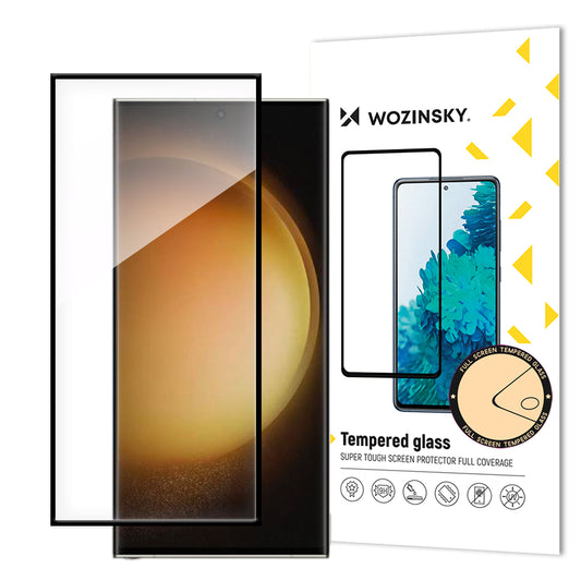WZK Skjermbeskytter for Samsung Galaxy S24 Ultra S928, glassbeskyttet, fulllimt, svart