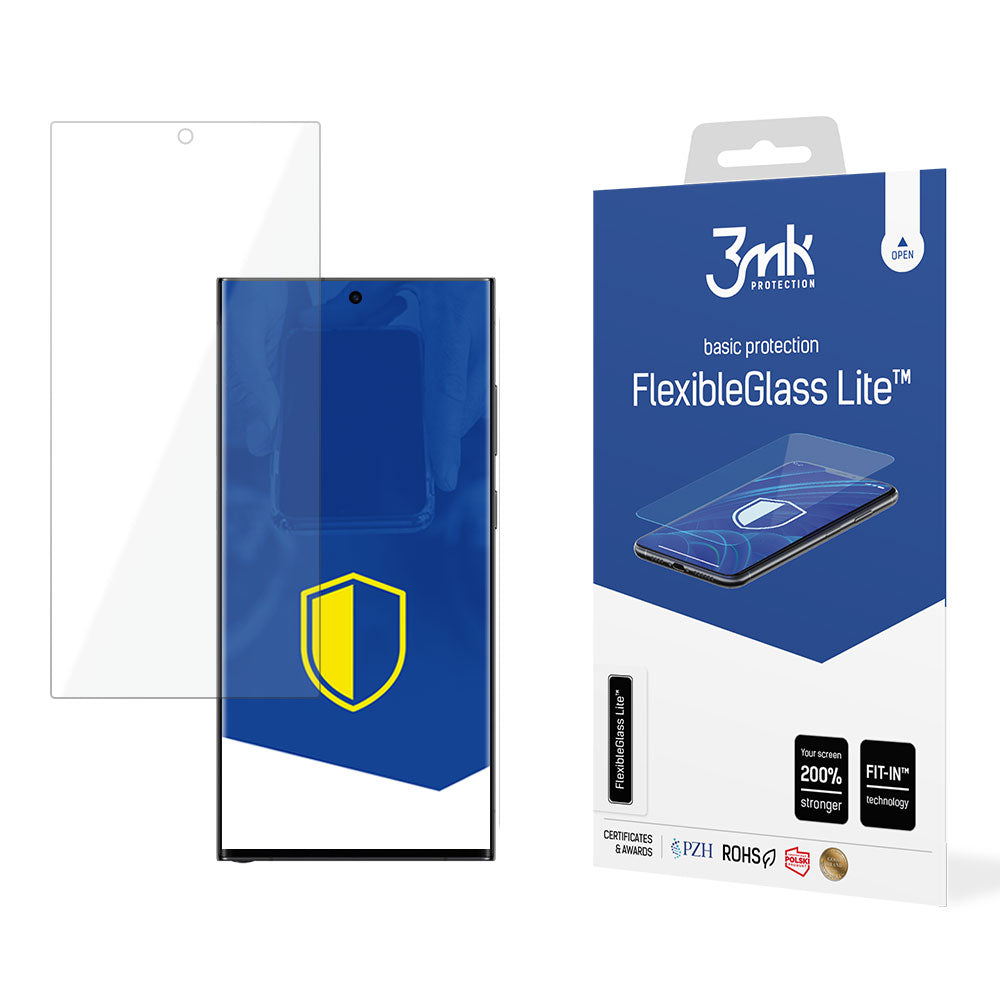 3MK FlexibleGlass Lite skjermbeskyttelsesfilm for Samsung Galaxy S24 Ultra S928, fleksibelt glass, full lim