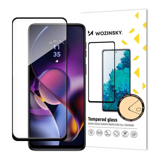 WZK Skjermbeskytter for Motorola Moto G54, glassbeskyttelse, full lim, svart