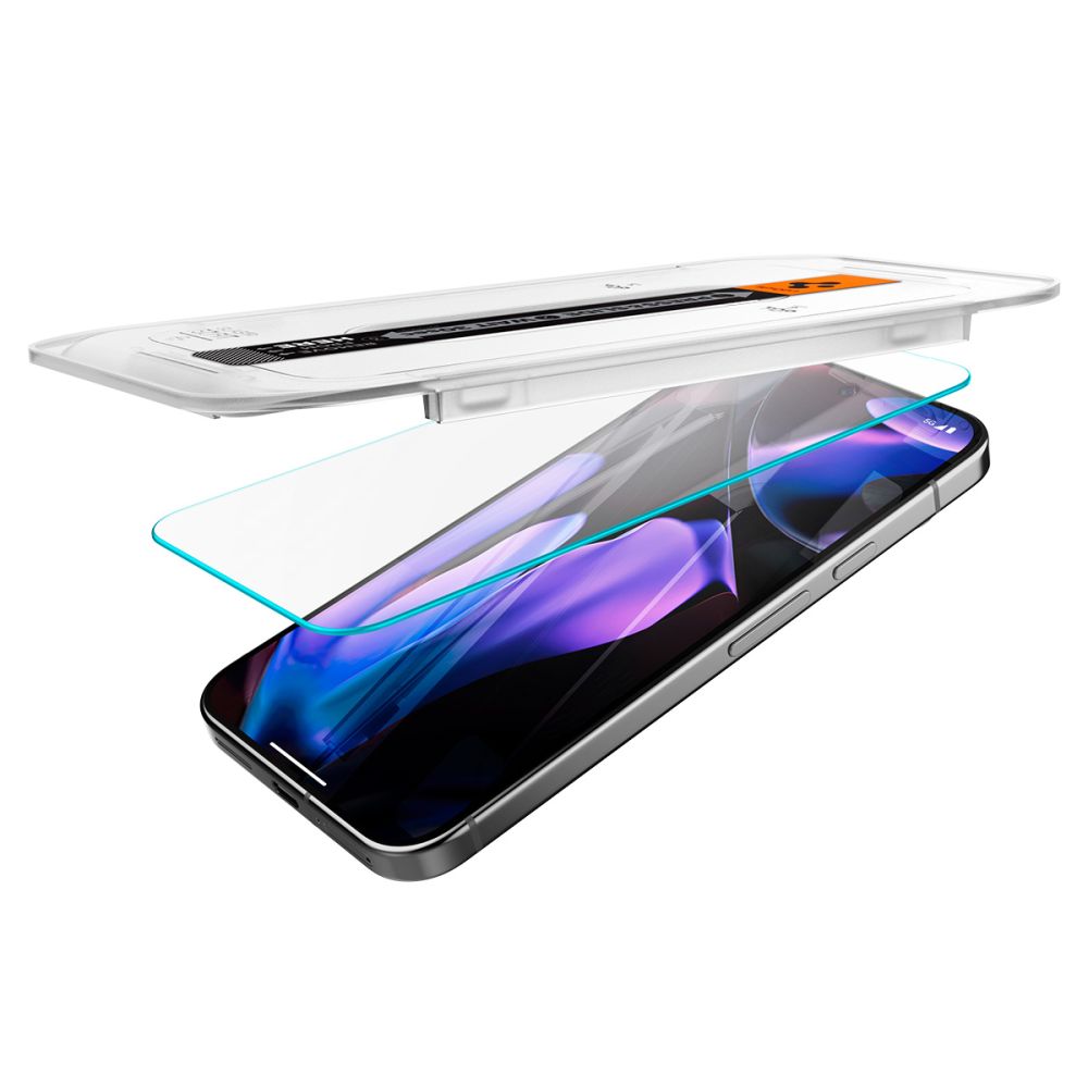 Skjermbeskytter Spigen GlastR EZ FIT for Google Pixel 9 / 9 Pro, Herdet glass, Full lim, Sett med 2 stykker, 2.5D AGL08442