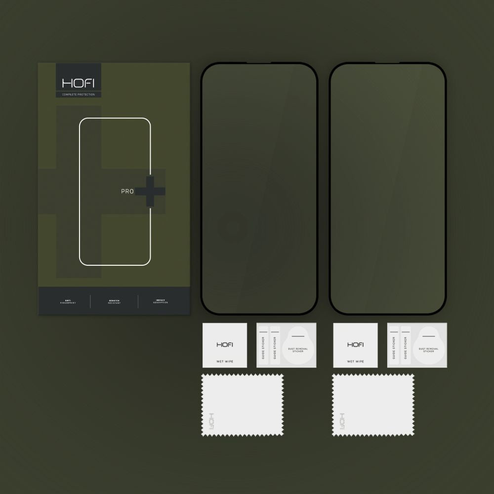 Skjermbeskytter HOFI Glass PRO+ for Apple iPhone 16, Herdet Glass, Full Lim, Sett med 2 stykker, 2.5D, Svart