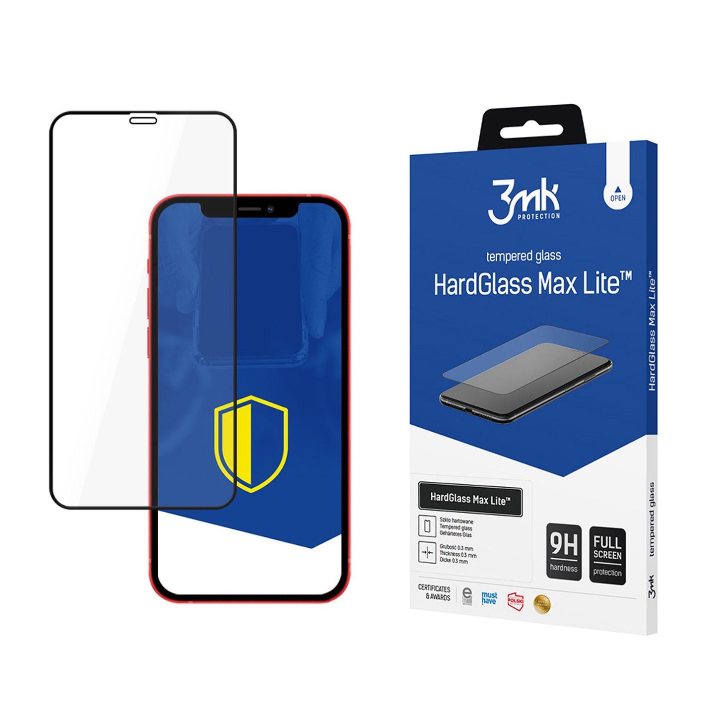 Skjermbeskyttelsesfolie 3MK HardGlass Max Lite for Apple iPhone 12 mini, Herdet glass, Full lim, Svart