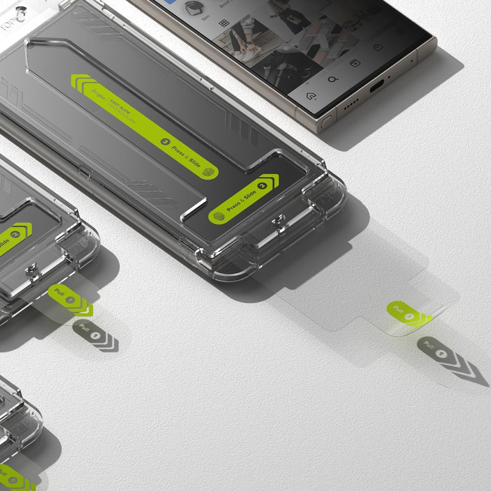 Privacy-skjermbeskyttelse Ringke Easy Slide for Samsung Galaxy S24 Ultra S928, Herdet glass, Full lim, Sett med 2 stk