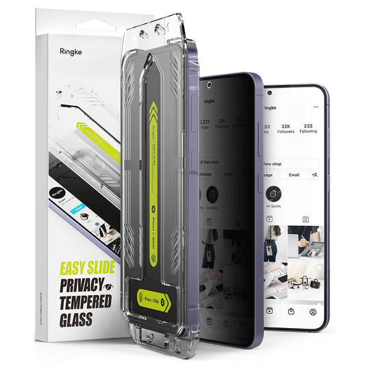Skjermbeskyttelsesfolie Privacy Ringke Easy Slide for Samsung Galaxy S25+ S936 / S24+ S926, Herdet glass, Full lim, Sett med 2 stykker