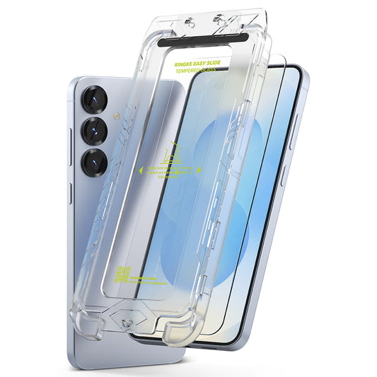 Skjermbeskyttelsesfolie Ringke Easy Slide for Samsung Galaxy S25+ S936, Herdet glass, Full lim, Sett med 2 stykker