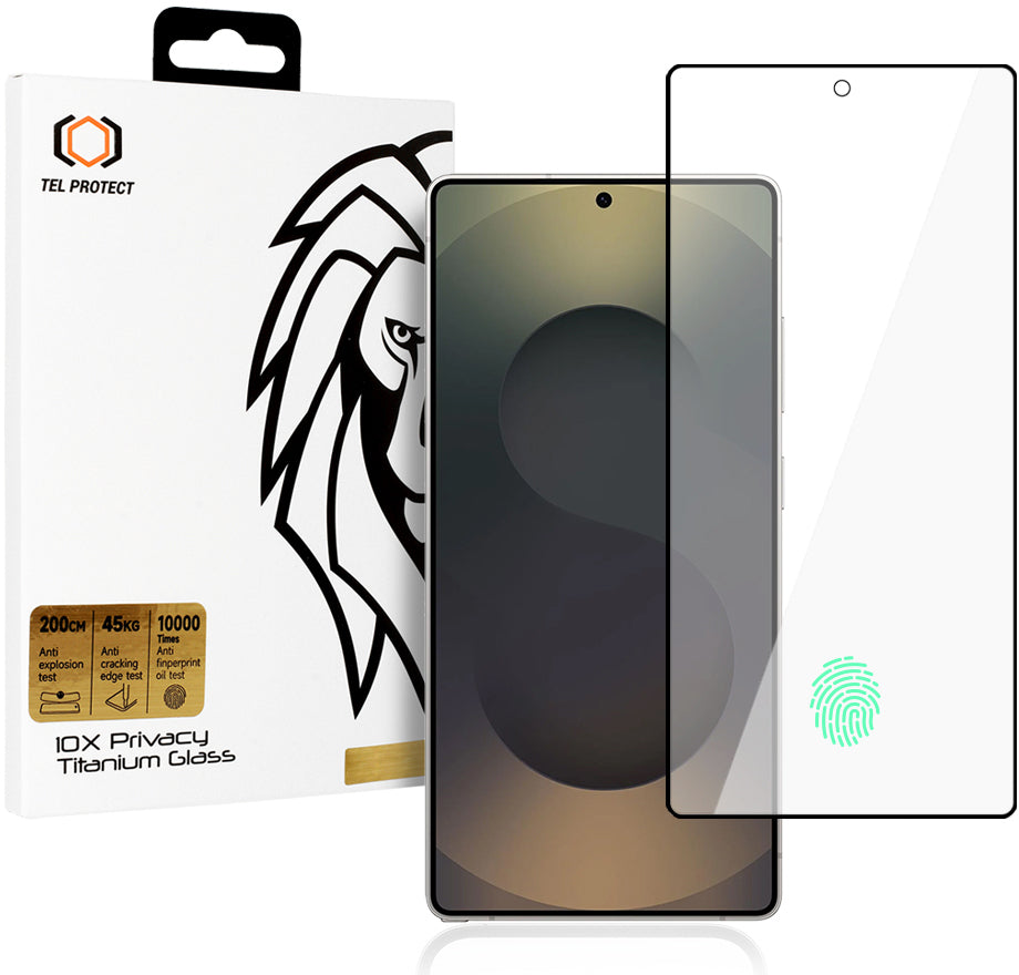 Tel Protect 10X Plus Titanium personvernsskjermbeskytter for Samsung Galaxy S25 Ultra S938, herdet glass, heldekkende limflate