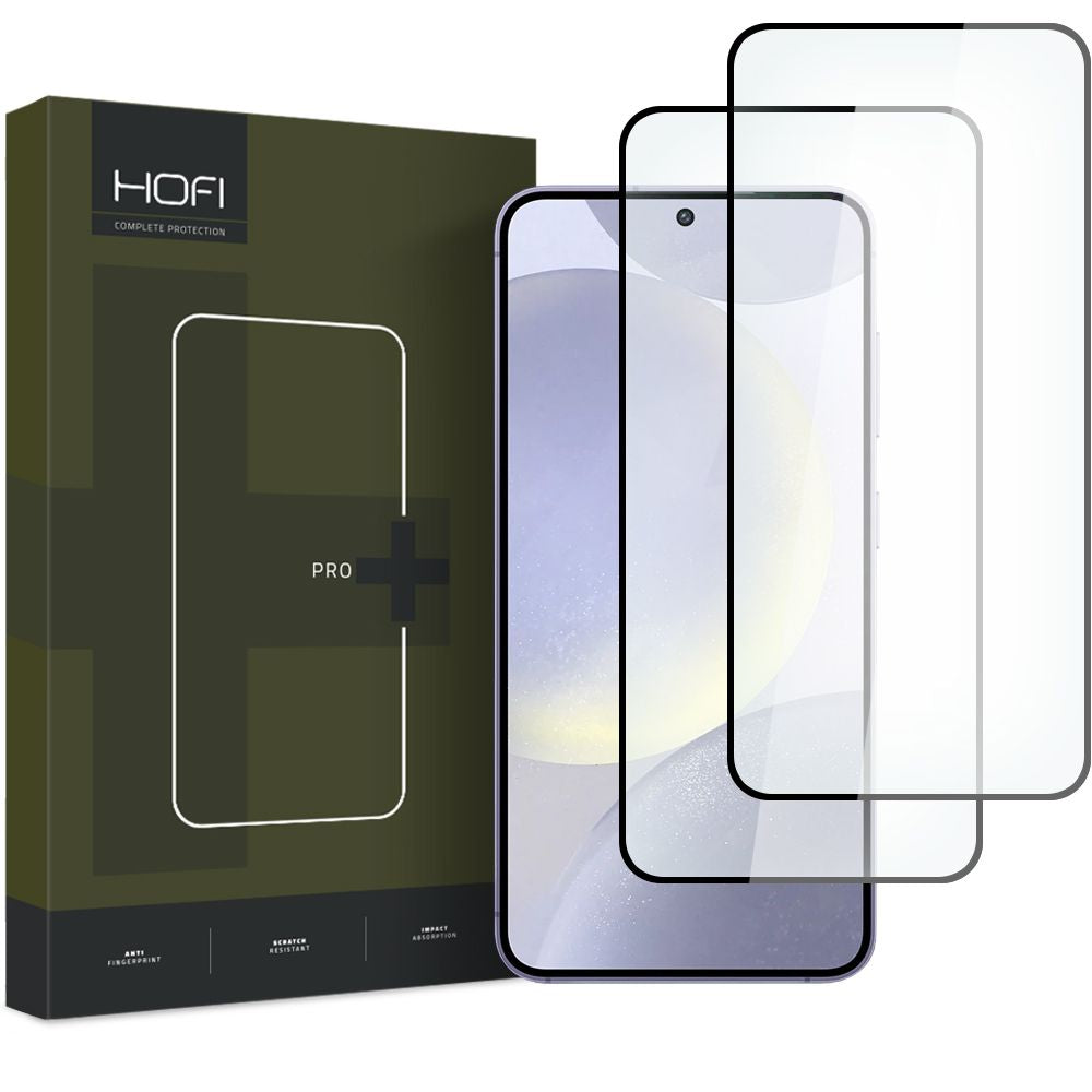 Skjermbeskytter HOFI Glass PRO+ for Samsung Galaxy S24 S921, Herdet glass, Full lim, Sett med 2 stykker, 2.5D, Svart