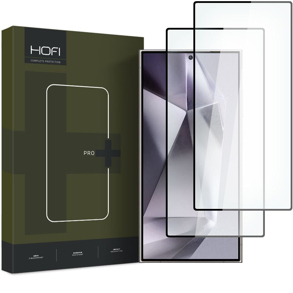 Skjermbeskytter HOFI Glass PRO+ for Samsung Galaxy S24 Ultra S928, Herdet glass, Full lim, Sett med 2 stykker, 2.5D, Svart
