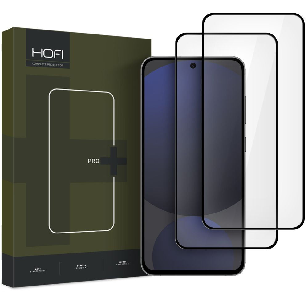 Skjermbeskytter HOFI Glass PRO+ for Samsung Galaxy S24 FE S721, Herdet glass, Full lim, Sett med 2 stykker, 2.5D, Svart