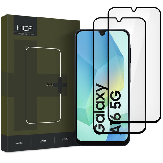 HOFI Glass PRO+ skjermbeskytter for Samsung Galaxy A16 5G A166 / A16 4G A165 / A26 5G, glassbeskyttelse, full lim, sett med 2 deler, 2,5D, svart