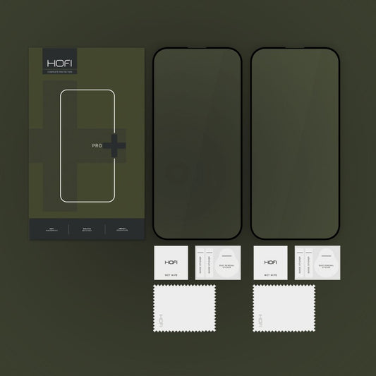 HOFI Glass PRO+ skjermbeskytter for Apple iPhone 16 Pro Max, beskyttelsesglass, fulllimt, sett med 2 deler, 2,5D, svart