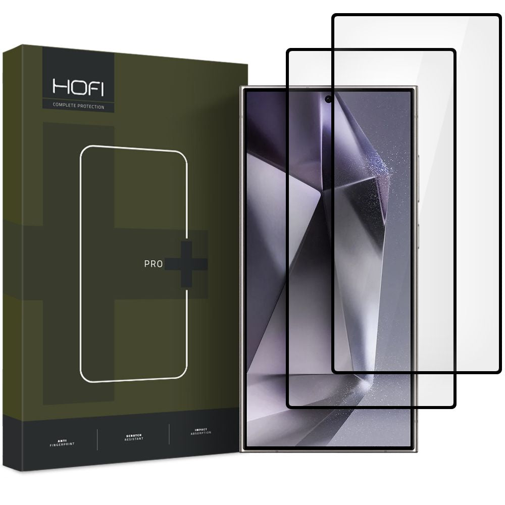 Skjermbeskyttelse HOFI Glass PRO+ for Samsung Galaxy S25 Ultra S938, Herdet glass, Full lim, Sett med 2 stk, Svart