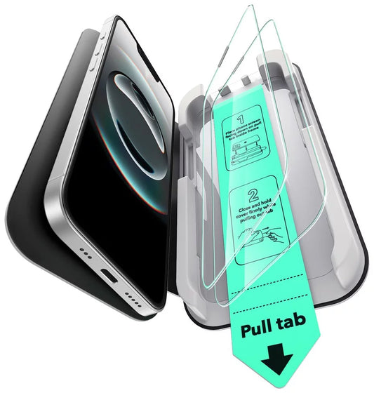 Skjermbeskytter ESR Ultrafit for Apple iPhone 17e / 16e / 14 / 13 Pro, Herdet glass, Full lim, Sett med 2 stykker
