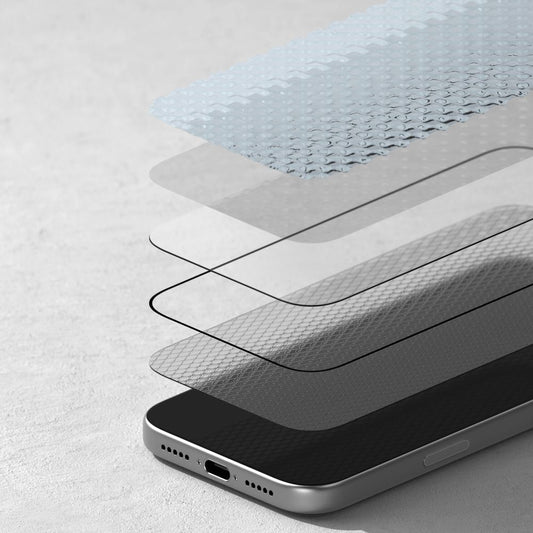 Ringke Easy Slide AR skjermbeskyttelse for Apple iPhone 17 Pro, Herdet glass, Full lim, 2.5D, Svart