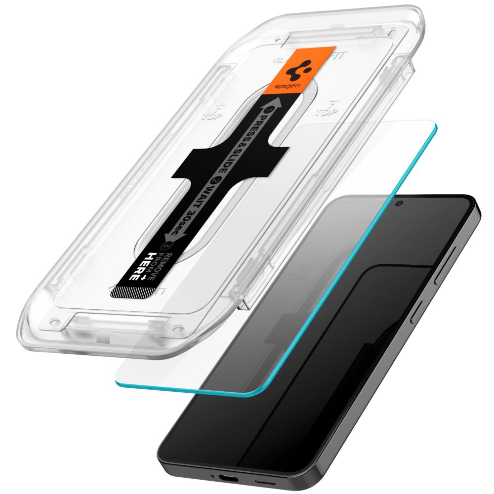 Skjermbeskytter Spigen EZ FIT for Samsung Galaxy S25 S931 / S24 S921, Glassbeskyttet, Full Lim, Sett med 2 stk.