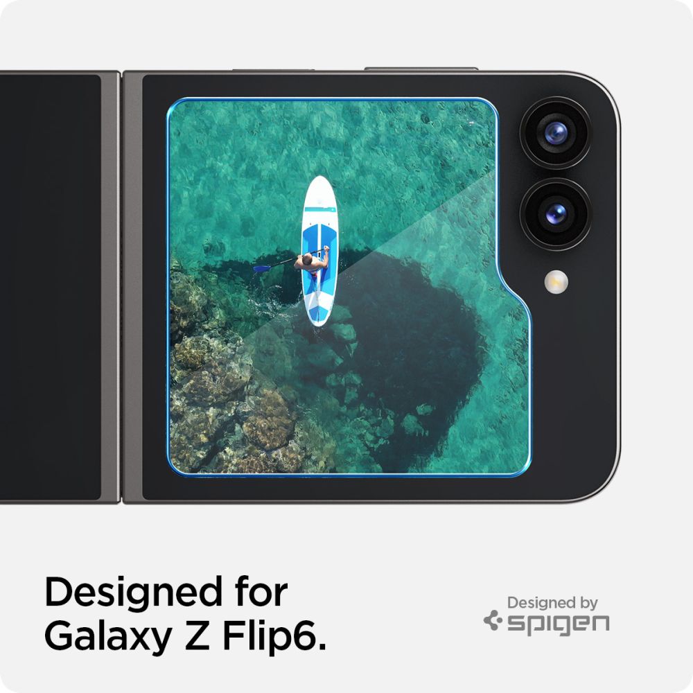 Beskyttelsesfilm for ytre skjerm Spigen GlastR EZ FIT for Samsung Galaxy Z Flip6 F741, Herdet glass, Full lim, Sett med 2 stykker AGL07972