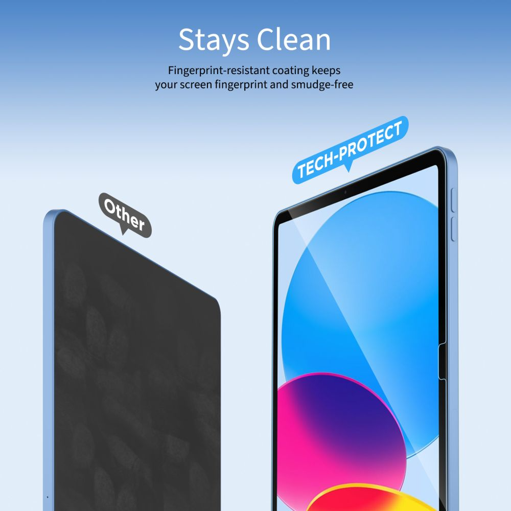 Skjermbeskytter Tech-Protect FIT+ for Samsung Galaxy Tab S10 FE+, Herdet glass, Full lim, Sett med 2 stykker, 2.5D