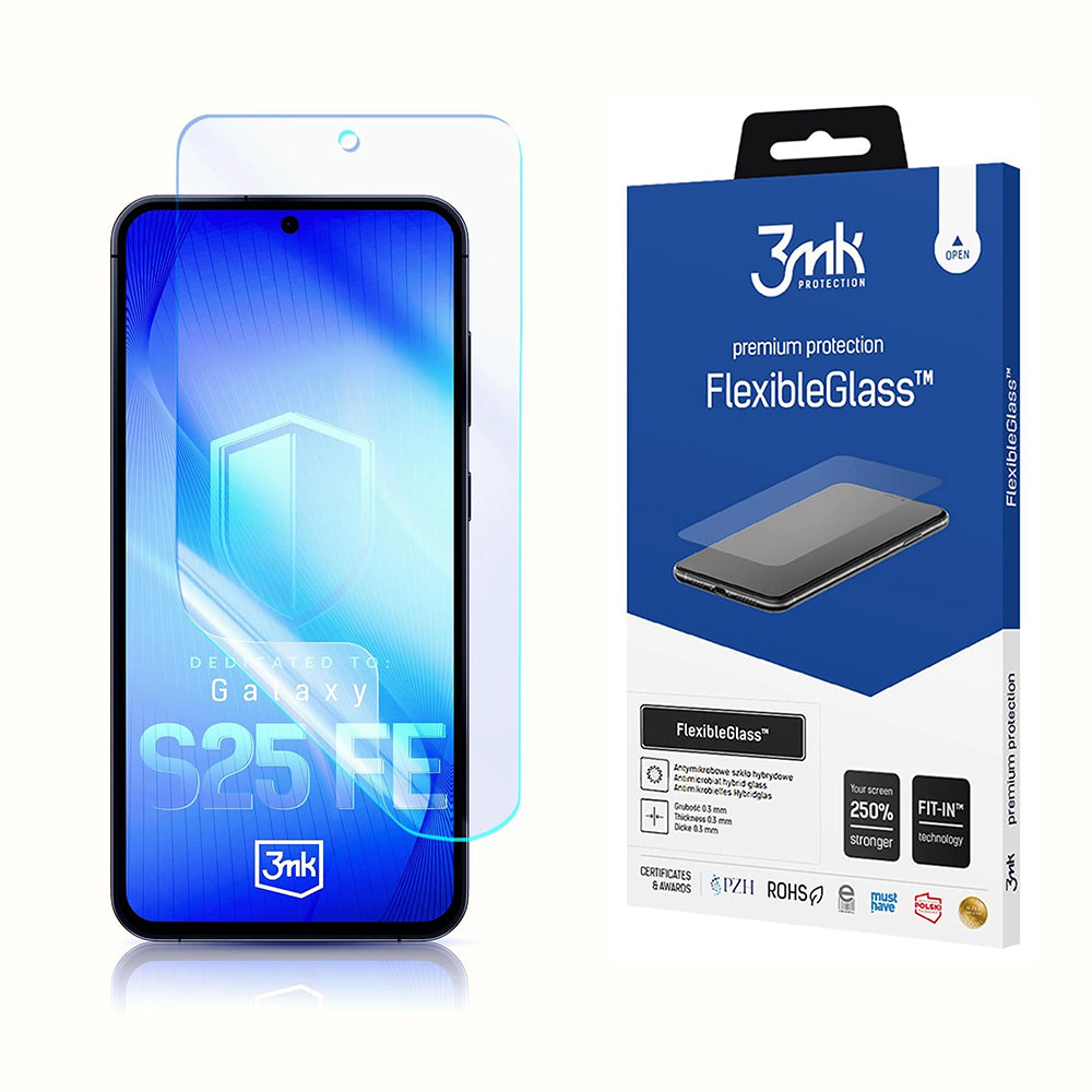 Skjermbeskytter 3MK FlexibleGlass for Samsung Galaxy S25 FE, Fleksibelt Glass, Full Lim