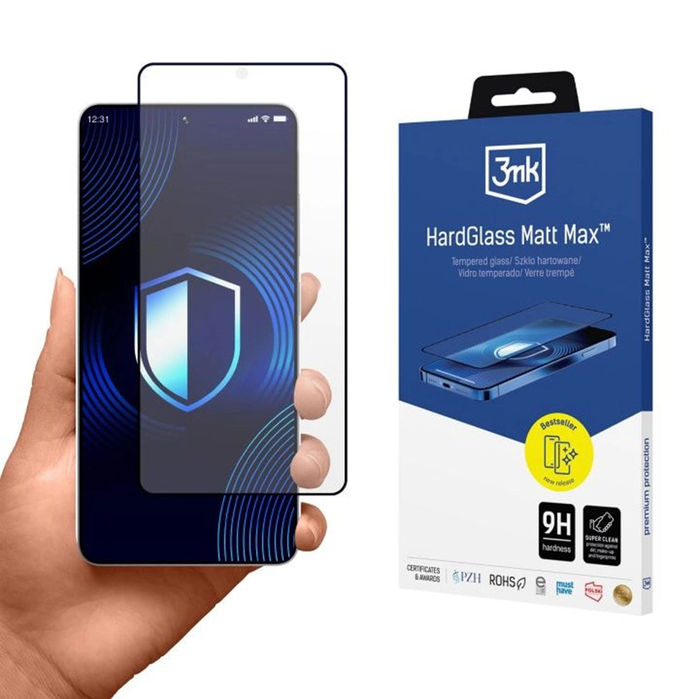 Skjermbeskytter 3MK HardGlass for Samsung Galaxy S26 Ultra S948, Herdet Glass, Full Lim, Svart