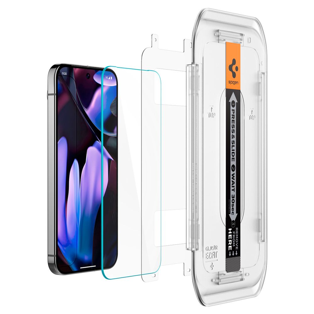 Skjermbeskytter Spigen GlastR EZ FIT for Google Pixel 9 / 9 Pro, Herdet glass, Full lim, Sett med 2 stykker, 2.5D AGL08442
