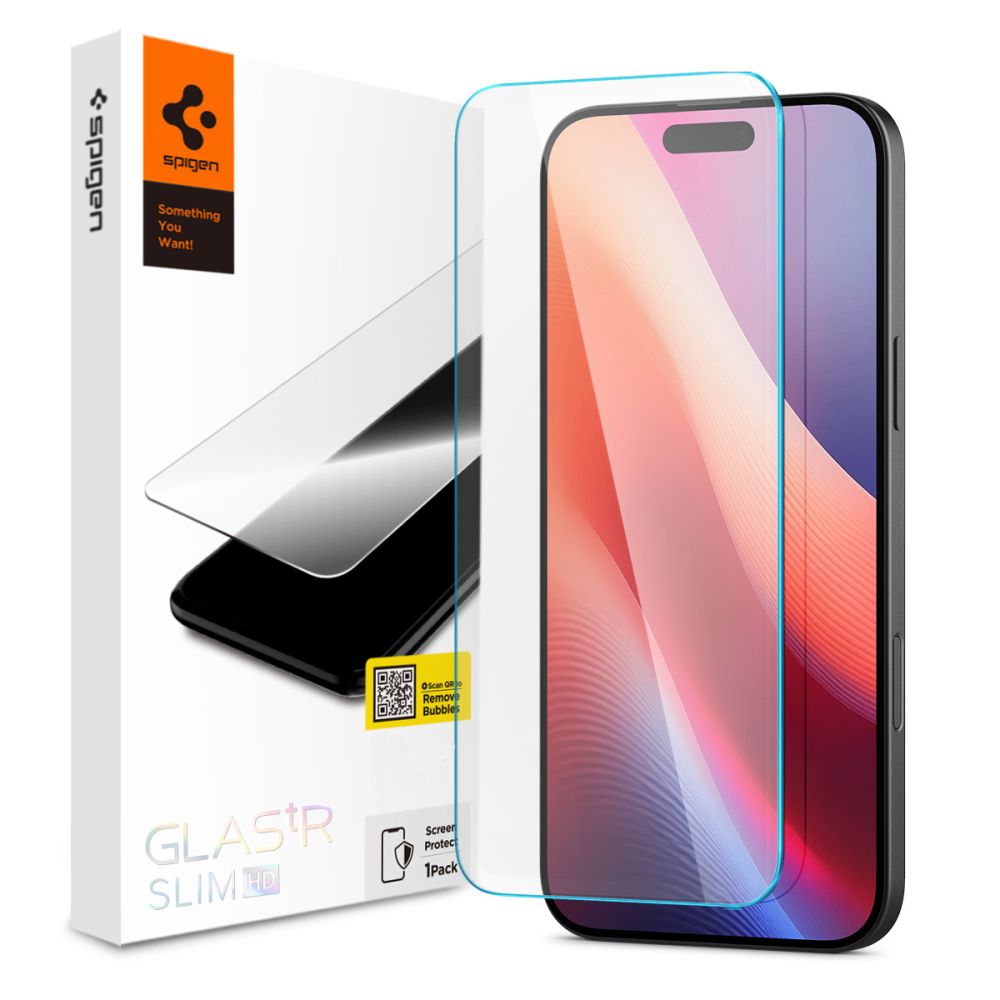 Skjermbeskytter Spigen GlastrR Slim HD for Apple iPhone 16 / 15, Herdet Glass, Full Lim, 2.5D AGL06910