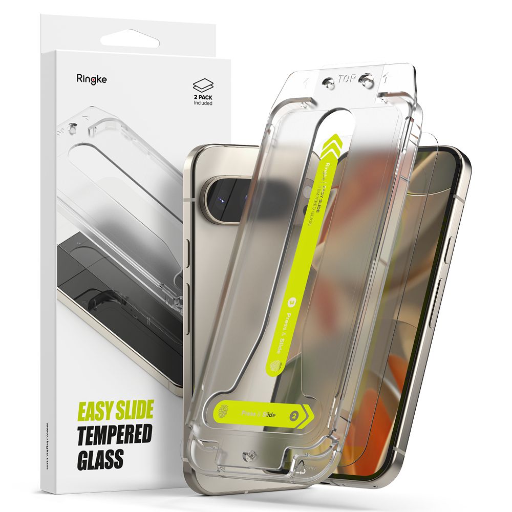 Ringke Easy Slide skjermbeskytter for Google Pixel 9 Pro XL, Herdet glass, Full lim, Sett med 2 stykker