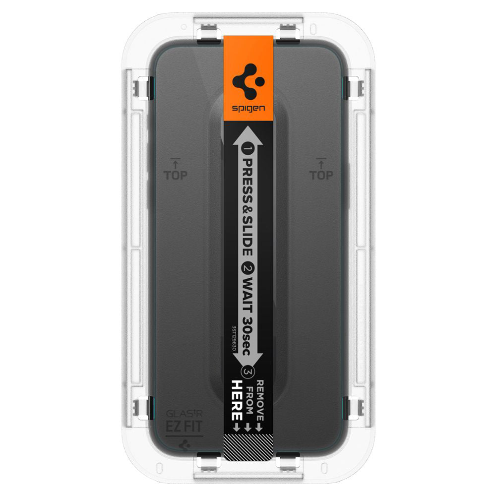 Skjermbeskyttelsesfolie Spigen GlastR EZ FIT for Apple iPhone 15 Pro Max, Herdet glass, Full lim, Sett med 2 stykker AGL06872