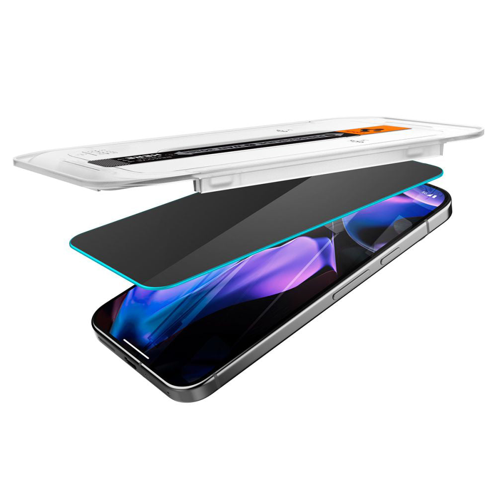 Privacy-skjermbeskytter Spigen GlastR EZ FIT for Google Pixel 9 / 9 Pro, Herdet glass, Full lim, Sett med 2 stk