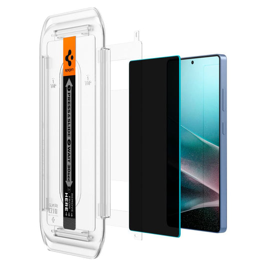Privacy-skjermbeskytter Spigen GlastR EZ FIT HD for Samsung Galaxy S25 Ultra S938, Herdet glass, Full lim, Sett med 2 stk AGL09335