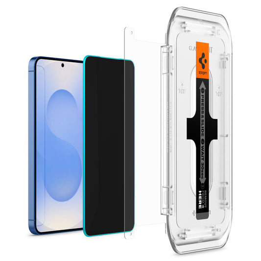Privacy-skjermbeskyttelse Spigen GlastR EZ FIT HD for Samsung Galaxy S25 S931 / S24 S921, Herdet glass, Full lim, Sett med 2 stk
