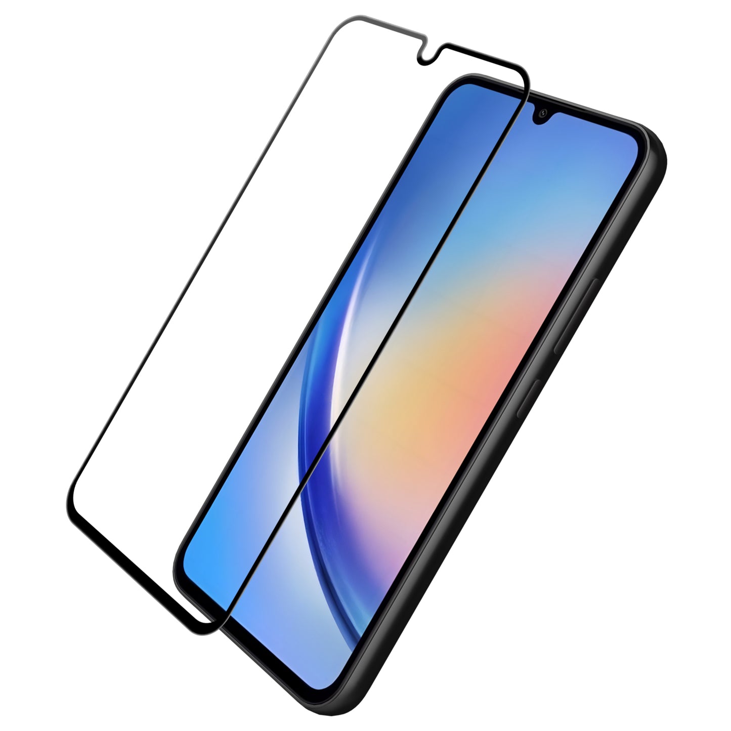 OEM skjermbeskyttelsesfilm for Samsung Galaxy A34 A346, skjermet glass, full lim, 9D, svart