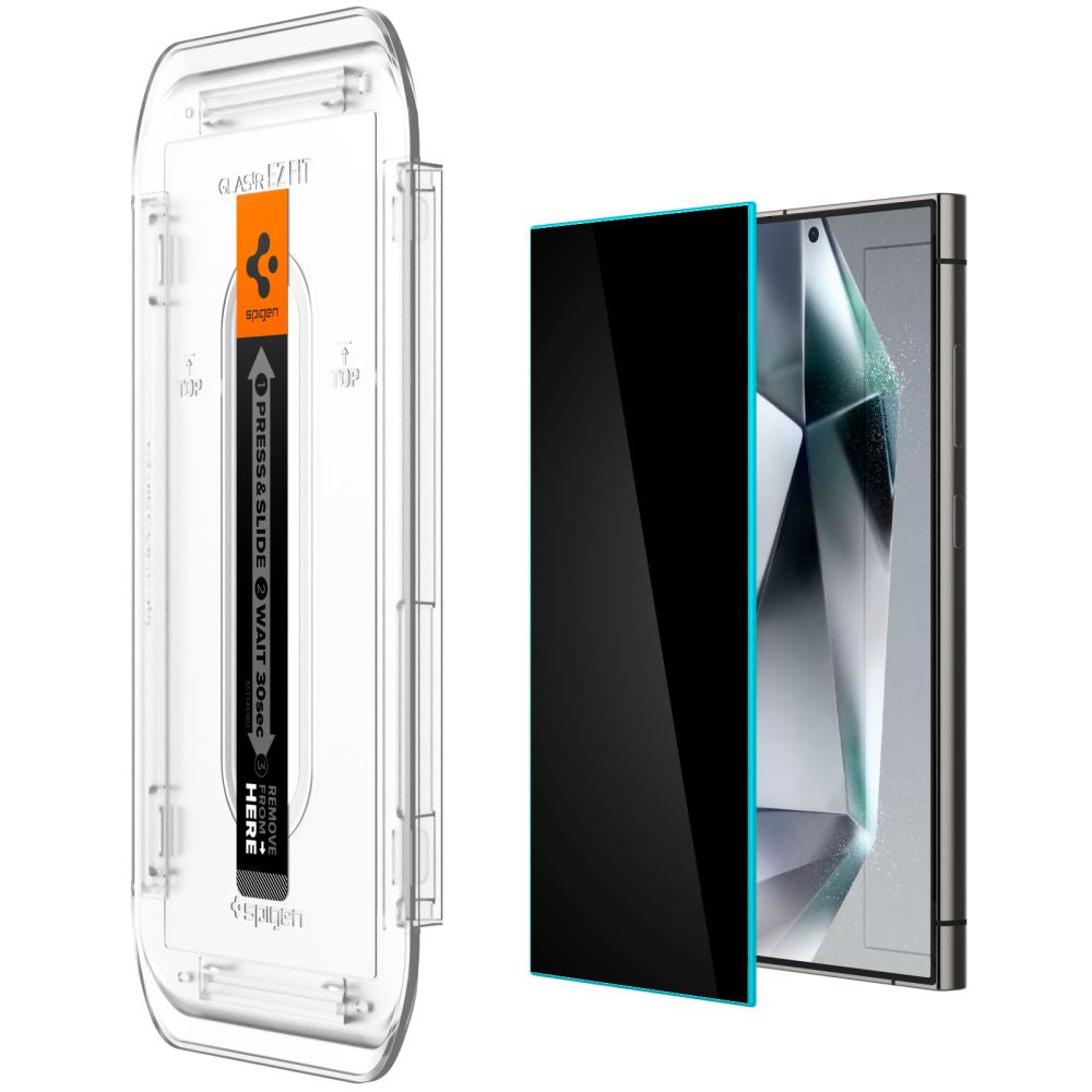Spigen EZ FIT Privacy skjermbeskytter for Samsung Galaxy S24 Ultra S928, glassbeskyttet, full lim, sett med 2 stk.