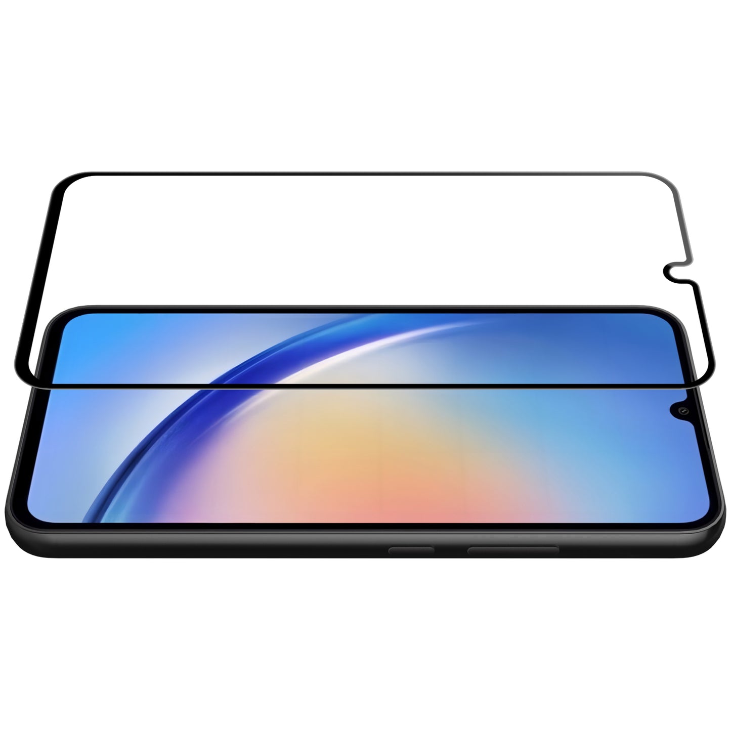 OEM skjermbeskyttelsesfilm for Samsung Galaxy A34 A346, skjermet glass, full lim, 9D, svart