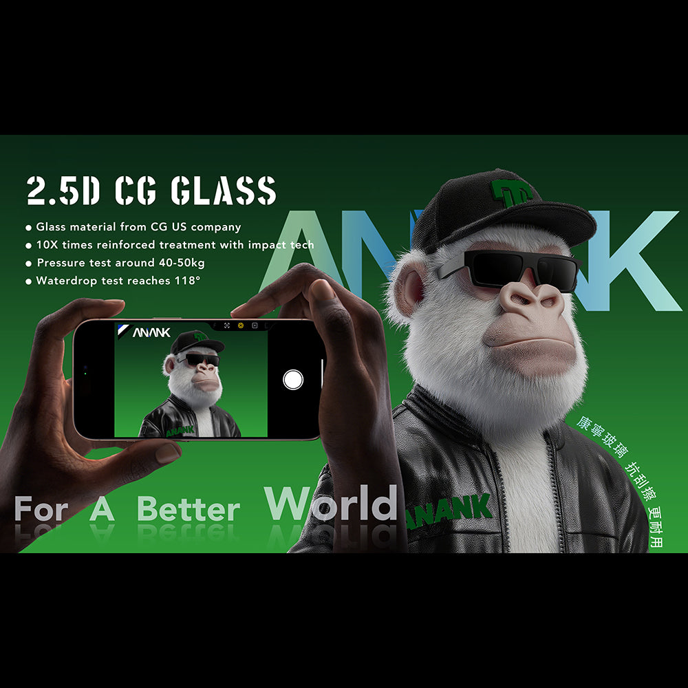 Skjermbeskytter Anank 10X Reinforced CG for Apple iPhone 17, Herdet Glass, Full Glue, 2.5D, Svart