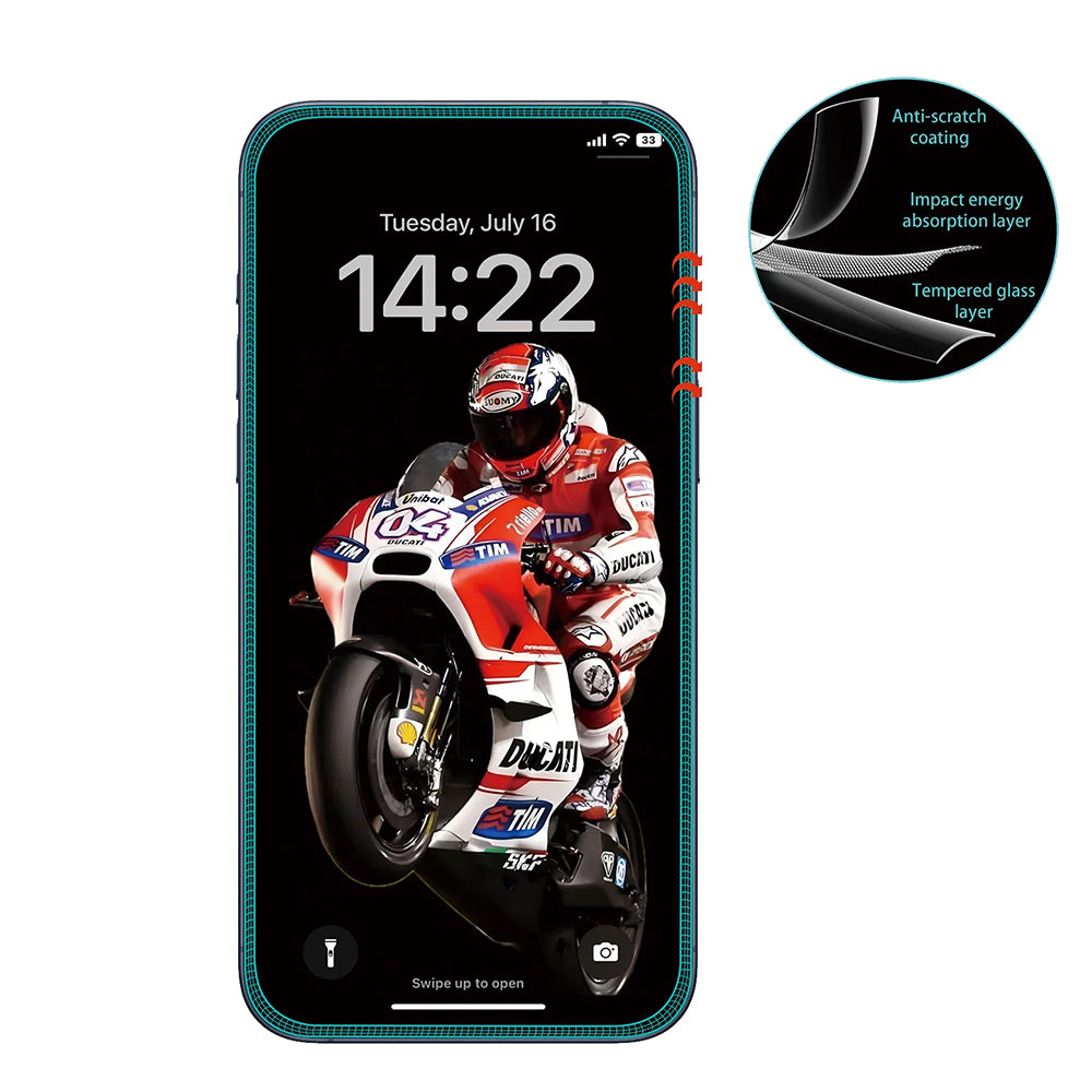Skjermbeskytter Anank 5X Forsterket Anti-Sprekk for Apple iPhone 17 Pro Max, Herdet Glass, Full Lim, 3D, Svart