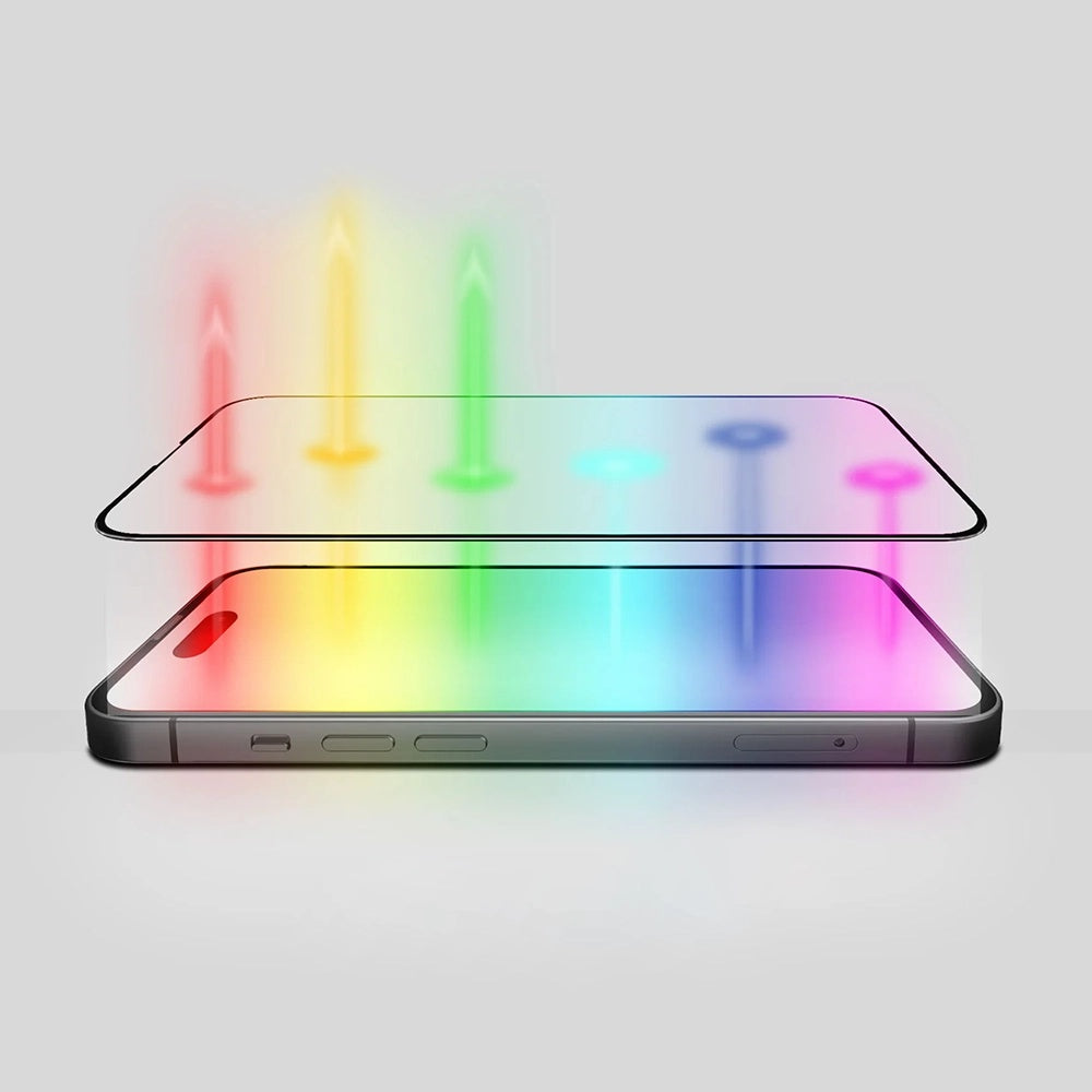 Skjermbeskytter Anti Blue Light Anank 5X Forsterket for Apple iPhone 17 Pro Max, Herdet Glass, Full Lim, 2.5D, Svart