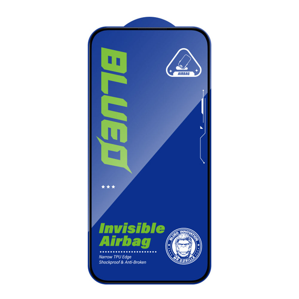 Blueo Anti-Broken skjermbeskyttelse for Apple iPhone 15 Pro, Herdet glass, Full lim, Svart
